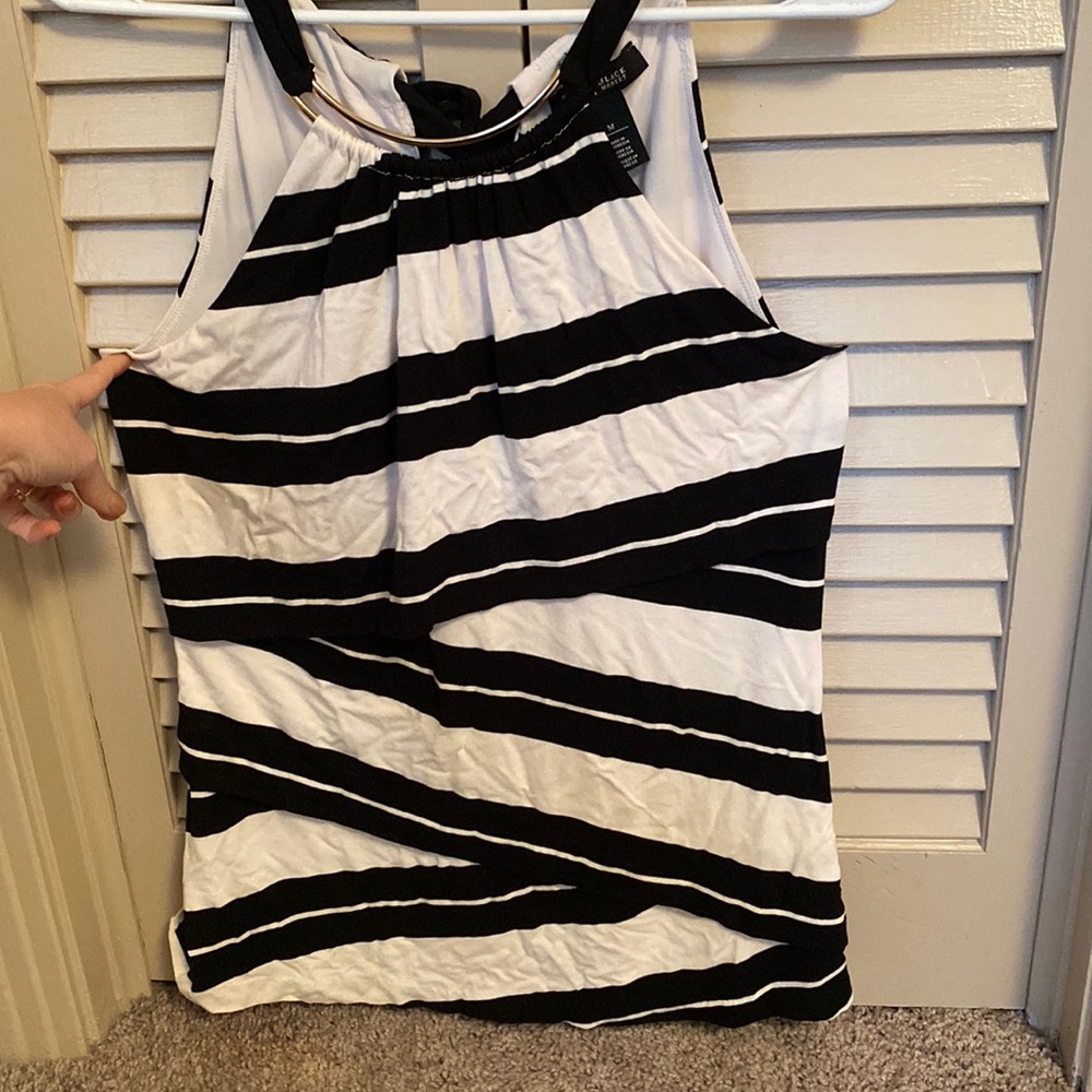 Black and white tiered blouse